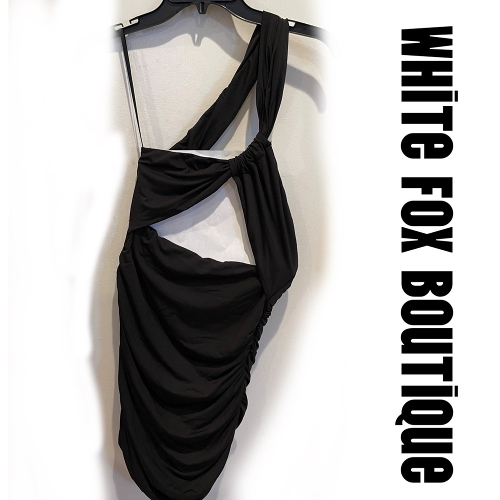 White Fox Boutique “Dangerous Girl” Black Asymmetric Cut-Out Dress